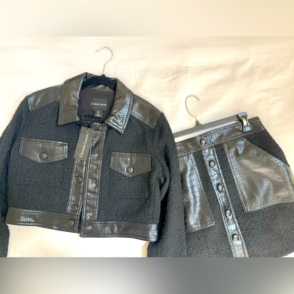 Christian Lacroix tweed jacket and mini skirt set. New, never worn.